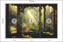 Fototapeta A Large Arch-Shaped Window, A Portal In The Dark Mystical Forest, The Sun&#039;s Rays Pass Through The Window And Tre