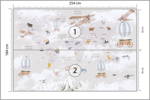 Fototapeta Animals World Map For Kids Wallpaper Design Flizelina Zmywalna 254x184 FT-448497-VEML4