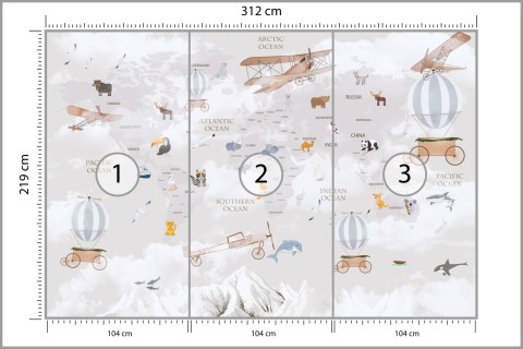 Fototapeta Animals World Map For Kids Wallpaper Design Flizelina Zmywalna 312x219 FT-448497-VEMLXXL