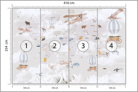 Fototapeta Animals World Map For Kids Wallpaper Design Flizelina Zmywalna 416x254 FT-448497-VEMLXXXL