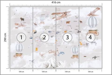 Fototapeta Animals World Map For Kids Wallpaper Design Flizelina Zmywalna 416x290 FT-448497-VEMLXXXXL