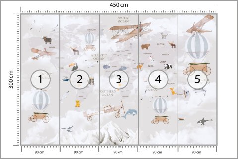 Fototapeta Animals World Map For Kids Wallpaper Design Tapeta Samoprzylepna 450x300 FT-448497-SK450-300