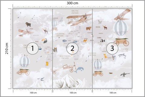 Fototapeta Animals World Map For Kids Wallpaper Design Vinyl Gładki 300x210 FT-448497-VG300-210