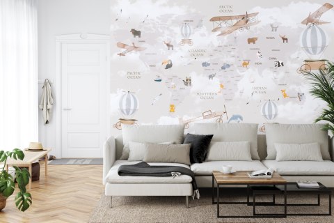 Fototapeta Animals World Map For Kids Wallpaper Design Vinyl Strukturalny 300x210 FT-448497-VS300-210