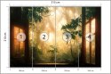 Fototapeta A Large Arch-Shaped Window, A Portal In The Dark Mystical Forest, The Sun's Rays Pass Through The Window And Tre