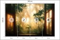 Fototapeta A Large Arch-Shaped Window, A Portal In The Dark Mystical Forest, The Sun's Rays Pass Through The Window And Tre