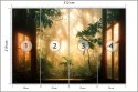 Fototapeta A Large Arch-Shaped Window, A Portal In The Dark Mystical Forest, The Sun's Rays Pass Through The Window And Tre