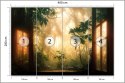 Fototapeta A Large Arch-Shaped Window, A Portal In The Dark Mystical Forest, The Sun's Rays Pass Through The Window And Tre