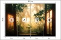 Fototapeta A Large Arch-Shaped Window, A Portal In The Dark Mystical Forest, The Sun's Rays Pass Through The Window And Tre