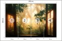 Fototapeta A Large Arch-Shaped Window, A Portal In The Dark Mystical Forest, The Sun's Rays Pass Through The Window And Tre
