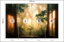 Fototapeta A Large Arch-Shaped Window, A Portal In The Dark Mystical Forest, The Sun's Rays Pass Through The Window And Tre
