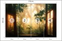 Fototapeta A Large Arch-Shaped Window, A Portal In The Dark Mystical Forest, The Sun's Rays Pass Through The Window And Tre