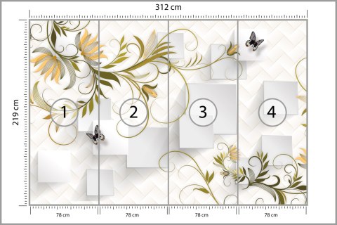 Fototapeta Abstract Floral And Butterfly Background With Frame For 3D Living Room Bedroom Tv 3D Wallpaper Home Decoration Mural 
