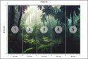 Fototapeta Dark Rainforest, Sun Rays Through The Trees, Rich Jungle Greenery. Atmospheric Fantasy Forest. 3D . Tapeta Samoprzyle