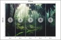 Fototapeta Dark Rainforest, Sun Rays Through The Trees, Rich Jungle Greenery. Atmospheric Fantasy Forest. 3D . Vinyl Strukturaln