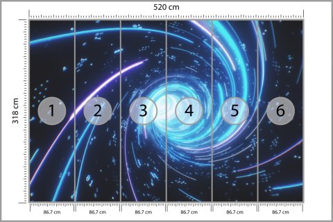 Fototapeta Flying Inside Digital Data Tunnel. Futuristic Abstract Background With Neon Rays. Concept For Big Data, Blockchain, C