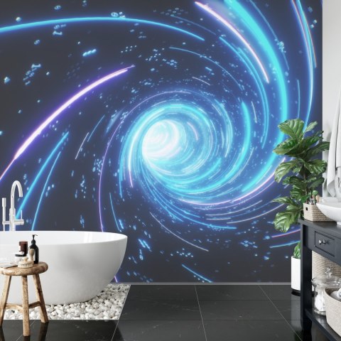 Fototapeta Flying Inside Digital Data Tunnel. Futuristic Abstract Background With Neon Rays. Concept For Big Data, Blockchain, C