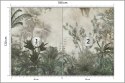 Fototapeta Tropical Trees And Leaves Wallpaper Design In Foggy Forest - 3D Flizelina Zmywalna 180x120 FT-448525-VEML180-120