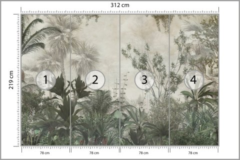 Fototapeta Tropical Trees And Leaves Wallpaper Design In Foggy Forest - 3D Tapeta Samoprzylepna 416x254 FT-448525-SKXXXL