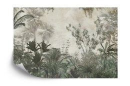 Fototapeta Tropical Trees And Leaves Wallpaper Design In Foggy Forest - 3D Vinyl Strukturalny 360x240 FT-448525-VS360-240