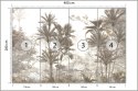 Fototapeta Tropical Trees And Leaves Wallpaper Design In Foggy Forest - 3D Flizelina 400x280 FT-448526-VE400-280