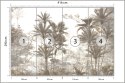 Fototapeta Tropical Trees And Leaves Wallpaper Design In Foggy Forest - 3D Flizelina 416x290 FT-448526-VEXXXXL