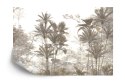 Fototapeta Tropical Trees And Leaves Wallpaper Design In Foggy Forest - 3D Flizelina 450x300 FT-448526-VE450-300