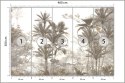 Fototapeta Tropical Trees And Leaves Wallpaper Design In Foggy Forest - 3D Flizelina 460x300 FT-448526-V12