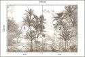Fototapeta Tropical Trees And Leaves Wallpaper Design In Foggy Forest - 3D Flizelina Zmywalna 180x120 FT-448526-VEML180-120