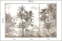 Fototapeta Tropical Trees And Leaves Wallpaper Design In Foggy Forest - 3D Flizelina Zmywalna 300x210 FT-448526-VEML300-210