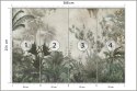Fototapeta Tropical Trees And Leaves Wallpaper Design In Foggy Forest - 3D Flizelina Zmywalna 368x254 FT-448525-VEML8