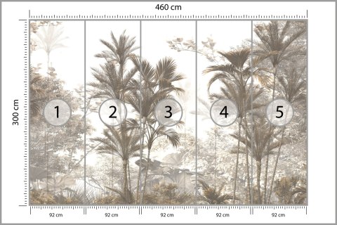 Fototapeta Tropical Trees And Leaves Wallpaper Design In Foggy Forest - 3D Tapeta Samoprzylepna 460x300 FT-448526-SK12