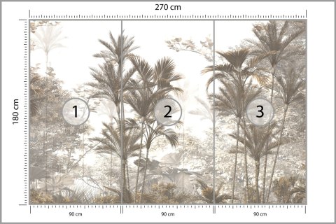 Fototapeta Tropical Trees And Leaves Wallpaper Design In Foggy Forest - 3D Vinyl Gładki 270x180 FT-448526-VG270-180