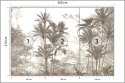 Fototapeta Tropical Trees And Leaves Wallpaper Design In Foggy Forest - 3D Vinyl Gładki 300x210 FT-448526-VG300-210