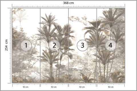 Fototapeta Tropical Trees And Leaves Wallpaper Design In Foggy Forest - 3D Vinyl Strukturalny 368x254 FT-448526-VS8