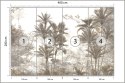 Fototapeta Tropical Trees And Leaves Wallpaper Design In Foggy Forest - 3D Vinyl Strukturalny 400x280 FT-448526-VS400-280
