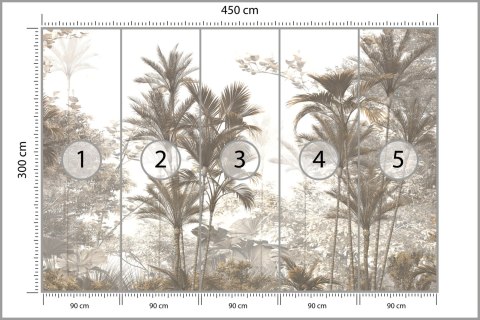 Fototapeta Tropical Trees And Leaves Wallpaper Design In Foggy Forest - 3D Vinyl Strukturalny 450x300 FT-448526-VS450-300