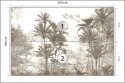 Fototapeta Tropical Trees And Leaves Wallpaper Design In Foggy Forest - 3D Flizelina Zmywalna 254x184 FT-448526-VEML4