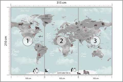 Fototapeta Animals World Map For Kids Wallpaper Design Flizelina 315x210 FT-448529-VE315-210