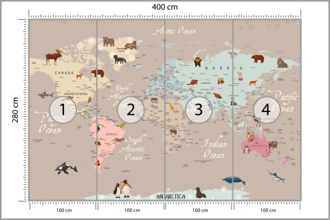 Fototapeta Animals World Map For Kids Wallpaper Design Flizelina 400x280 FT-448528-VE400-280