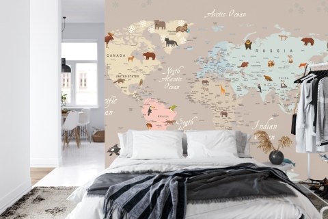 Fototapeta Animals World Map For Kids Wallpaper Design Flizelina 405x270 FT-448528-VE405-270