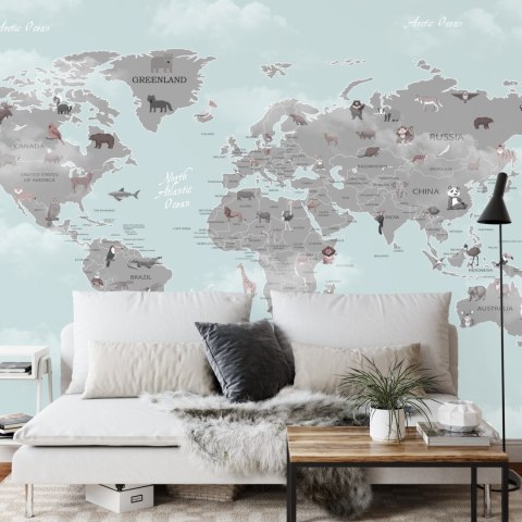 Fototapeta Animals World Map For Kids Wallpaper Design Flizelina 416x290 FT-448529-VEXXXXL