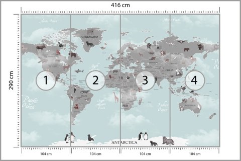 Fototapeta Animals World Map For Kids Wallpaper Design Flizelina 416x290 FT-448529-VEXXXXL