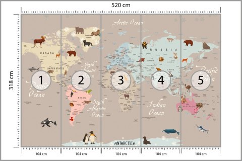 Fototapeta Animals World Map For Kids Wallpaper Design Flizelina 520x318 FT-448528-VEXXXXXL
