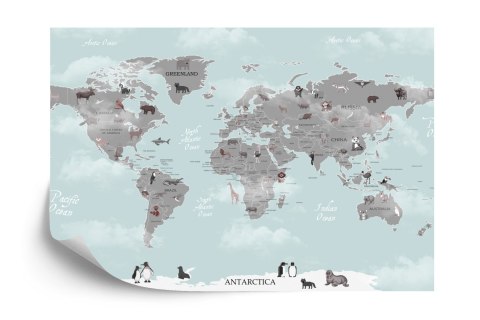 Fototapeta Animals World Map For Kids Wallpaper Design Flizelina 520x318 FT-448529-VEXXXXXL