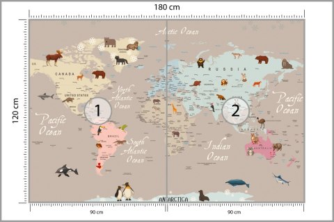 Fototapeta Animals World Map For Kids Wallpaper Design Flizelina Zmywalna 180x120 FT-448528-VEML180-120