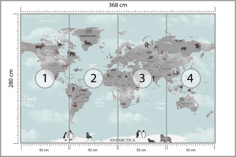 Fototapeta Animals World Map For Kids Wallpaper Design Flizelina 368x280 FT-448529-V10