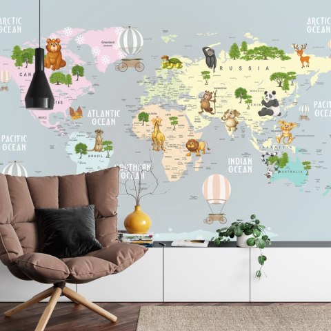 Fototapeta Animals World Map For Kids Wallpaper Design Flizelina 400x280 FT-448530-VE400-280