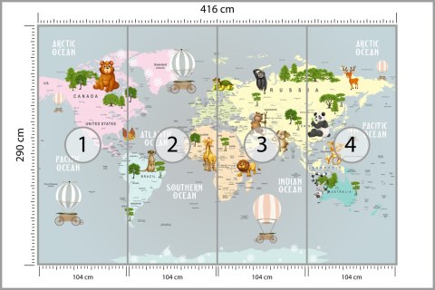 Fototapeta Animals World Map For Kids Wallpaper Design Flizelina 416x290 FT-448530-VEXXXXL