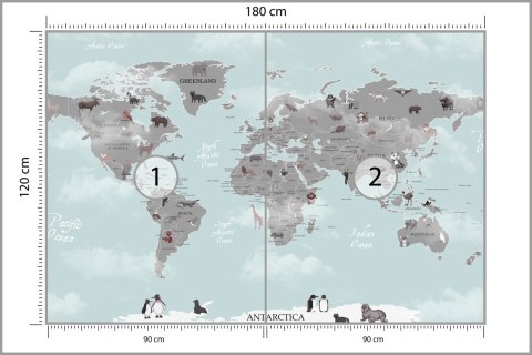 Fototapeta Animals World Map For Kids Wallpaper Design Flizelina Zmywalna 180x120 FT-448529-VEML180-120